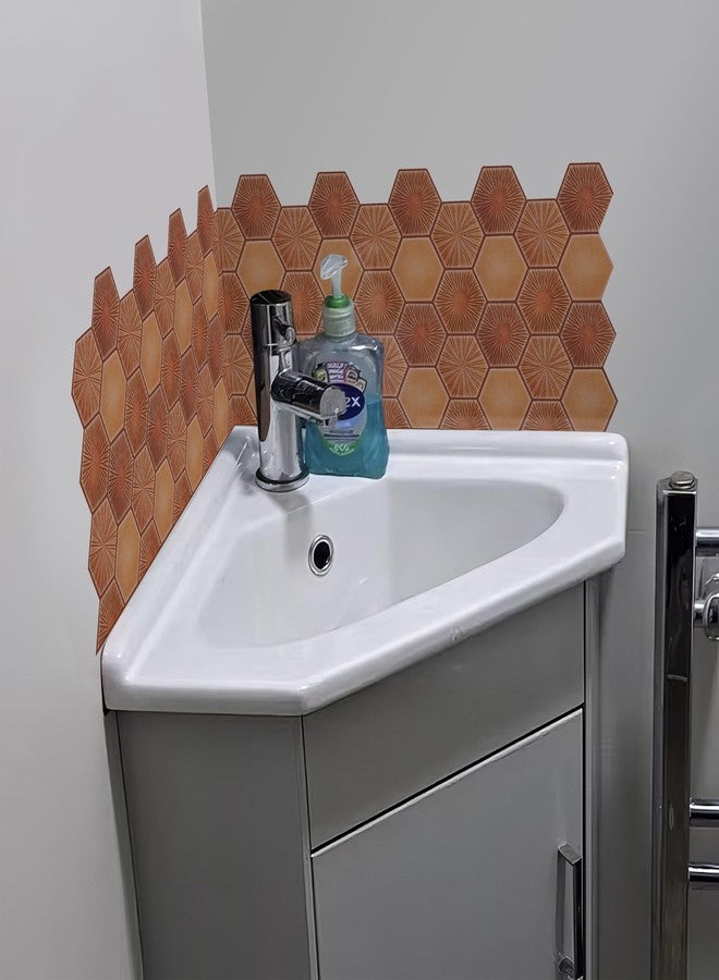 WallDesign Terracotta Hexagon Tile Sticker - 2ft x 9.75 inch Waterproof Easy Clean Durable Vinyl Decorative Film for Kitchen Counter, Washbasin, Table, Wall, Cupboard - Image 5